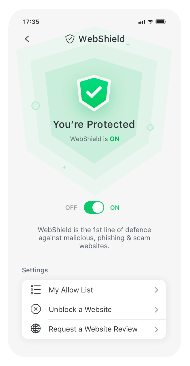 Webshield on mobile
